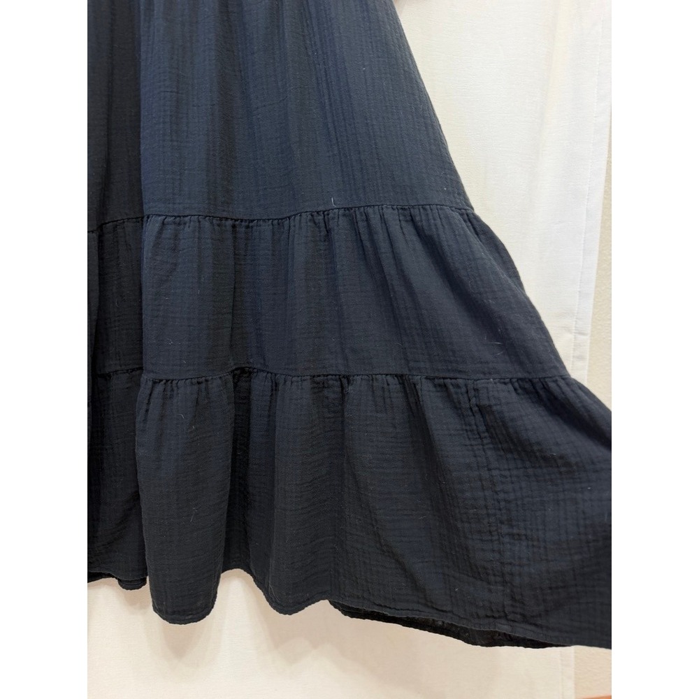Madewell Lightspun Button-Front Tiered Midi Dress Women 16 Black | Minimalist - Picture 5 of 8